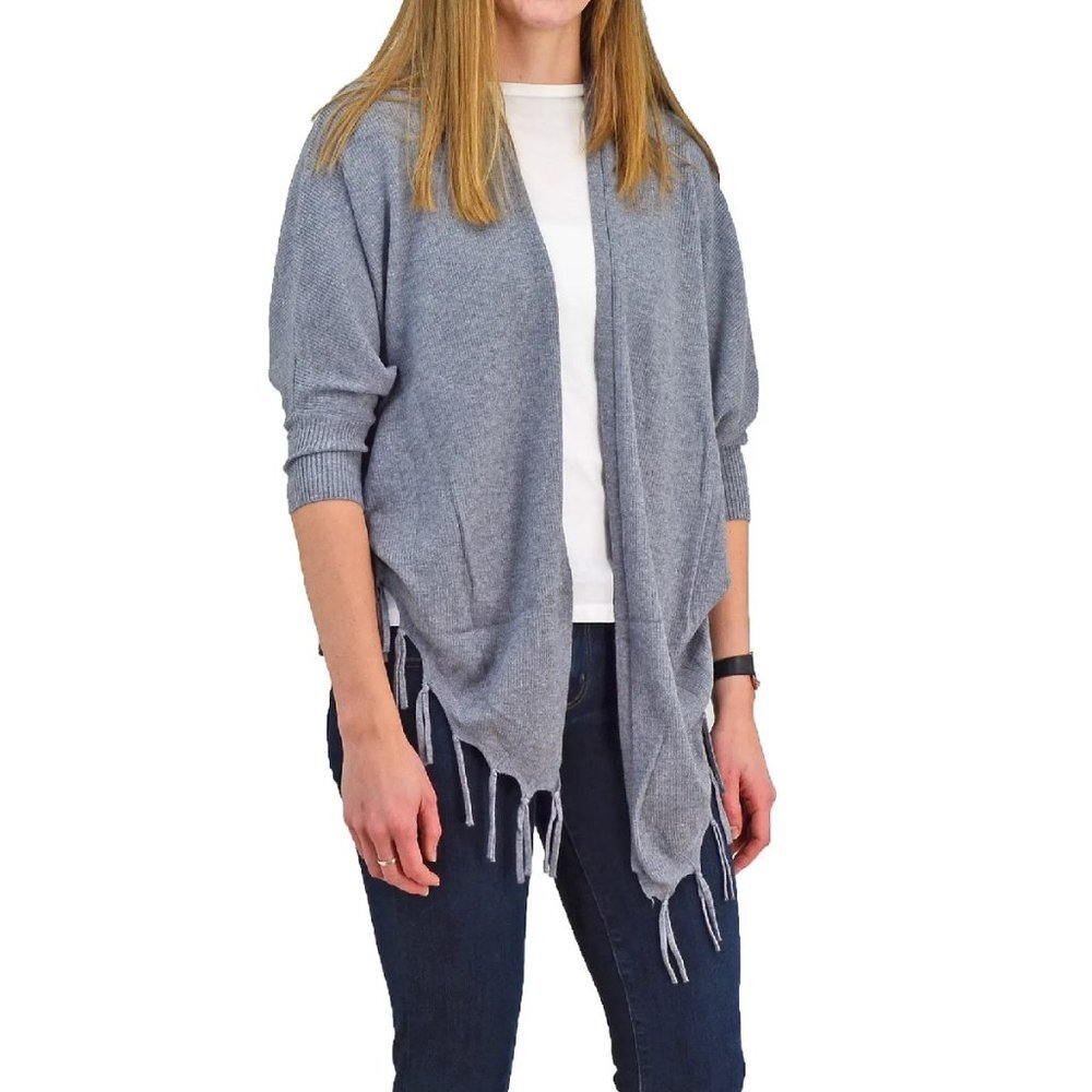 ROFFE ACCESSORIES Open Fringe Knit In Grey